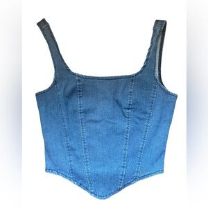 Women’s Denim Tank Top Crop Top with Zippered Back
